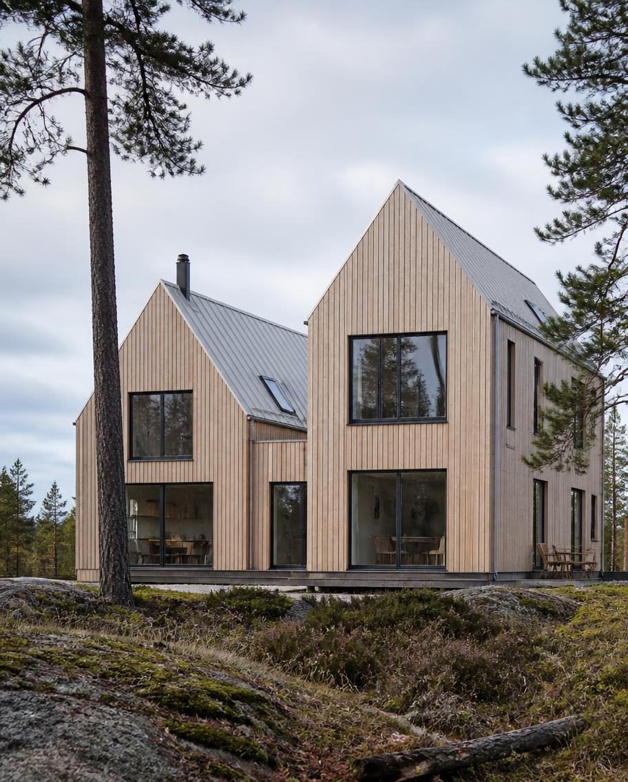 Färdigbyggd vit trävilla med sjöutsikt – exempel på genomfört byggprojekt